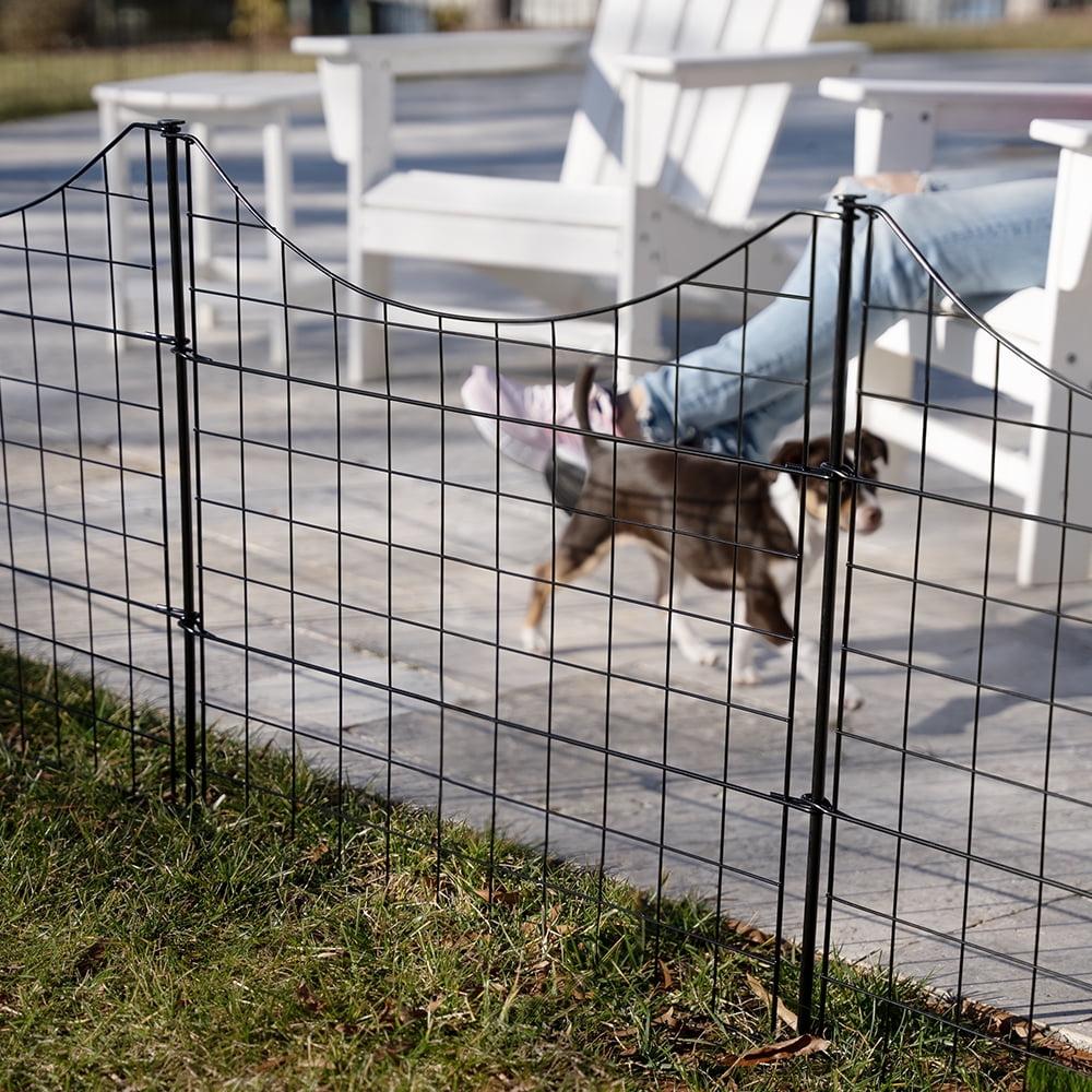 25in H (5 Fence Panels) No Dig Easy Install Zippity Black Metal Fence, Decorative Fence Ideal for Garden Fencing For Dogs, Temporary Fence or Garden Fence Animal Barrier, WF29001