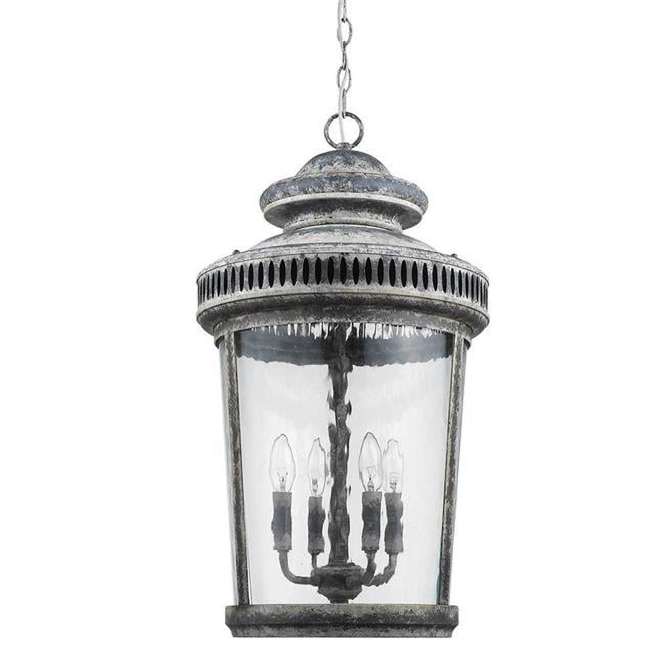 Kingston Antique Lead Classic Indoor/Outdoor Foyer Pendant with Curved Water Glass