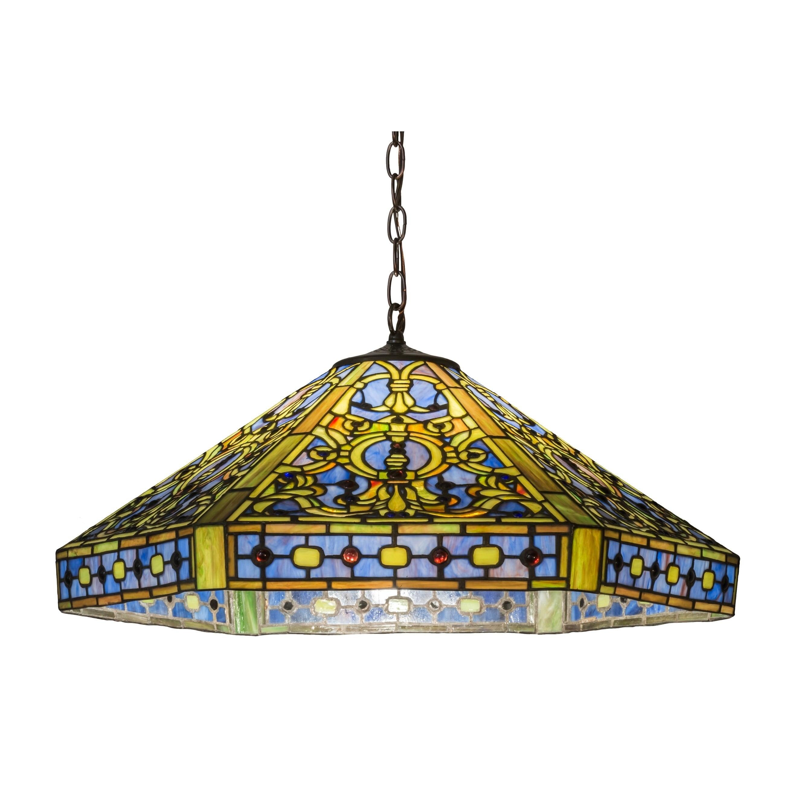 Meyda Tiffany 3-Light Elizabethan Pendant in Rich Hues