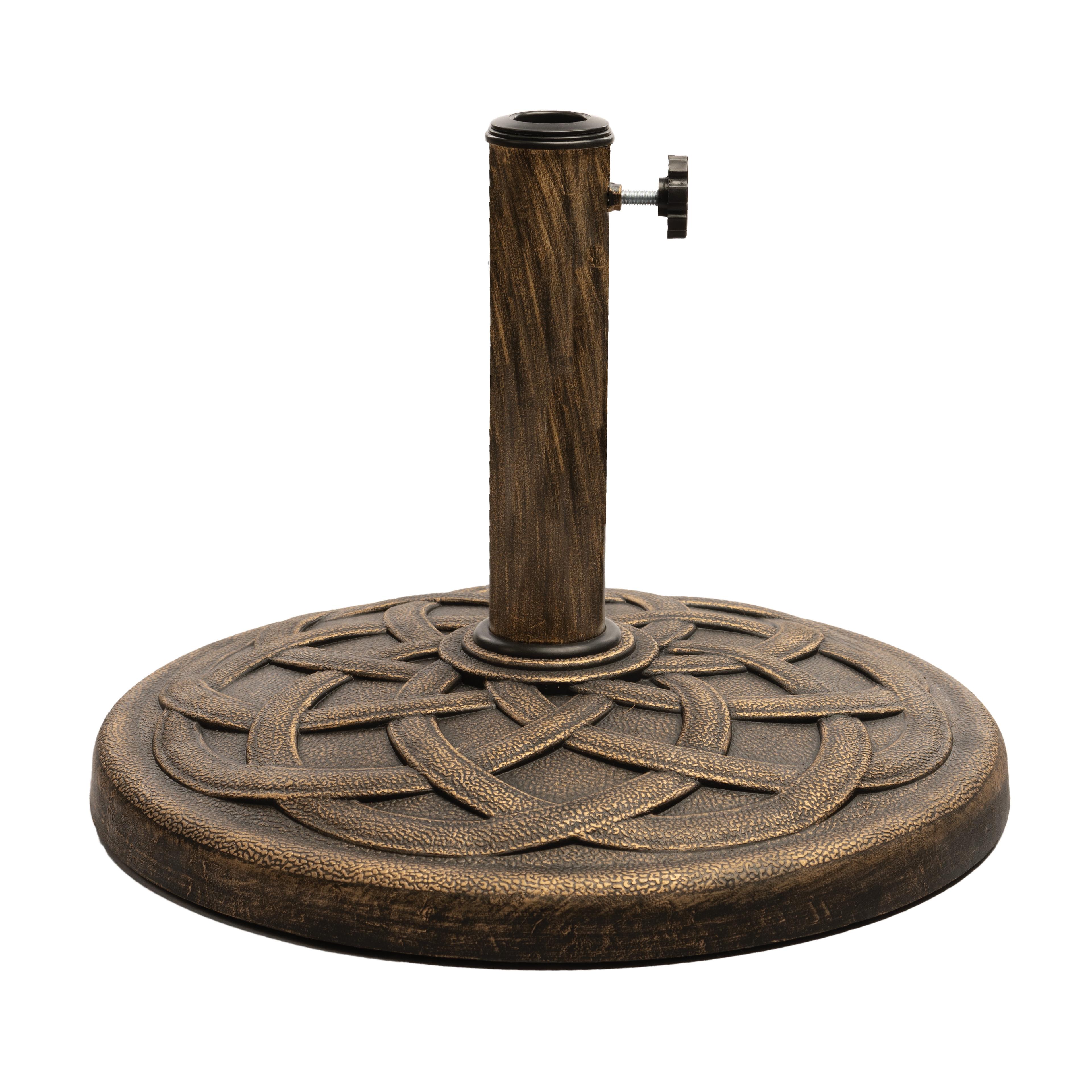 Bronze Cast Stone Round Patio Umbrella Base