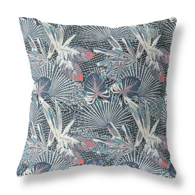 26†Purple Indigo Tropical Indoor Outdoor Throw Pillow