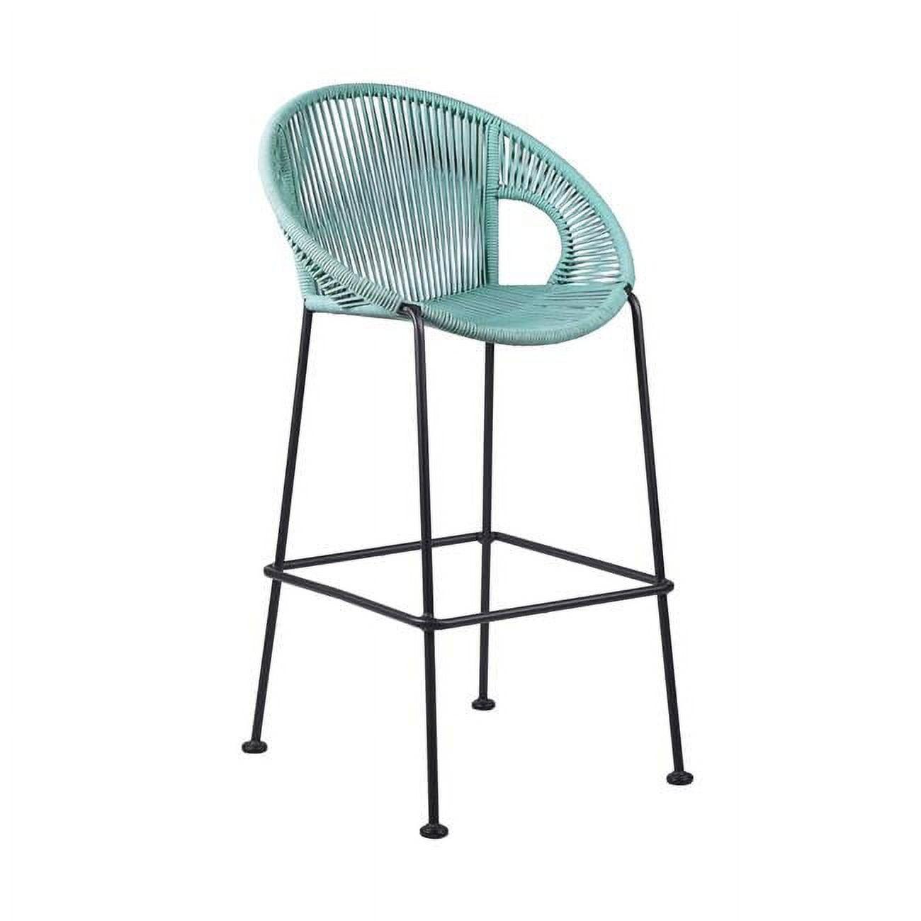 Modern Blue Regatta Rope & Steel Counter Stool, 25" Width