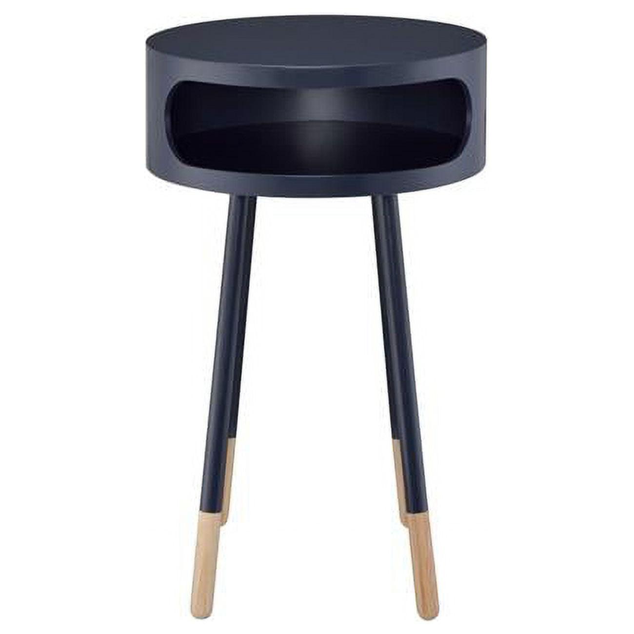 Sonria Retro Chic Black and Natural Round Wooden End Table