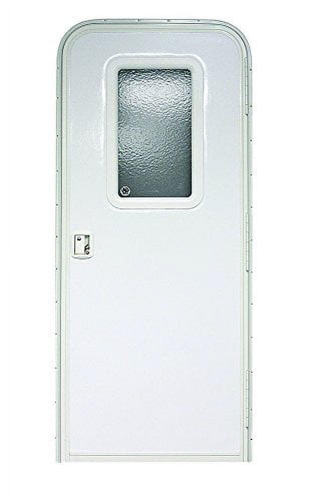 White Aluminum RV Entry Door with Obscure Glass Window