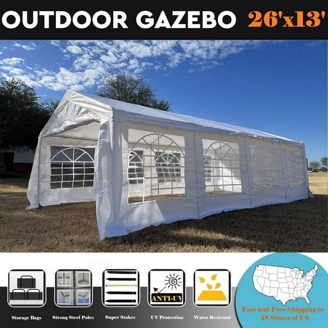 26'x13' PE White Tent - Heavy Duty Party Wedding Tent Canopy Carport - By DELTA Canopies