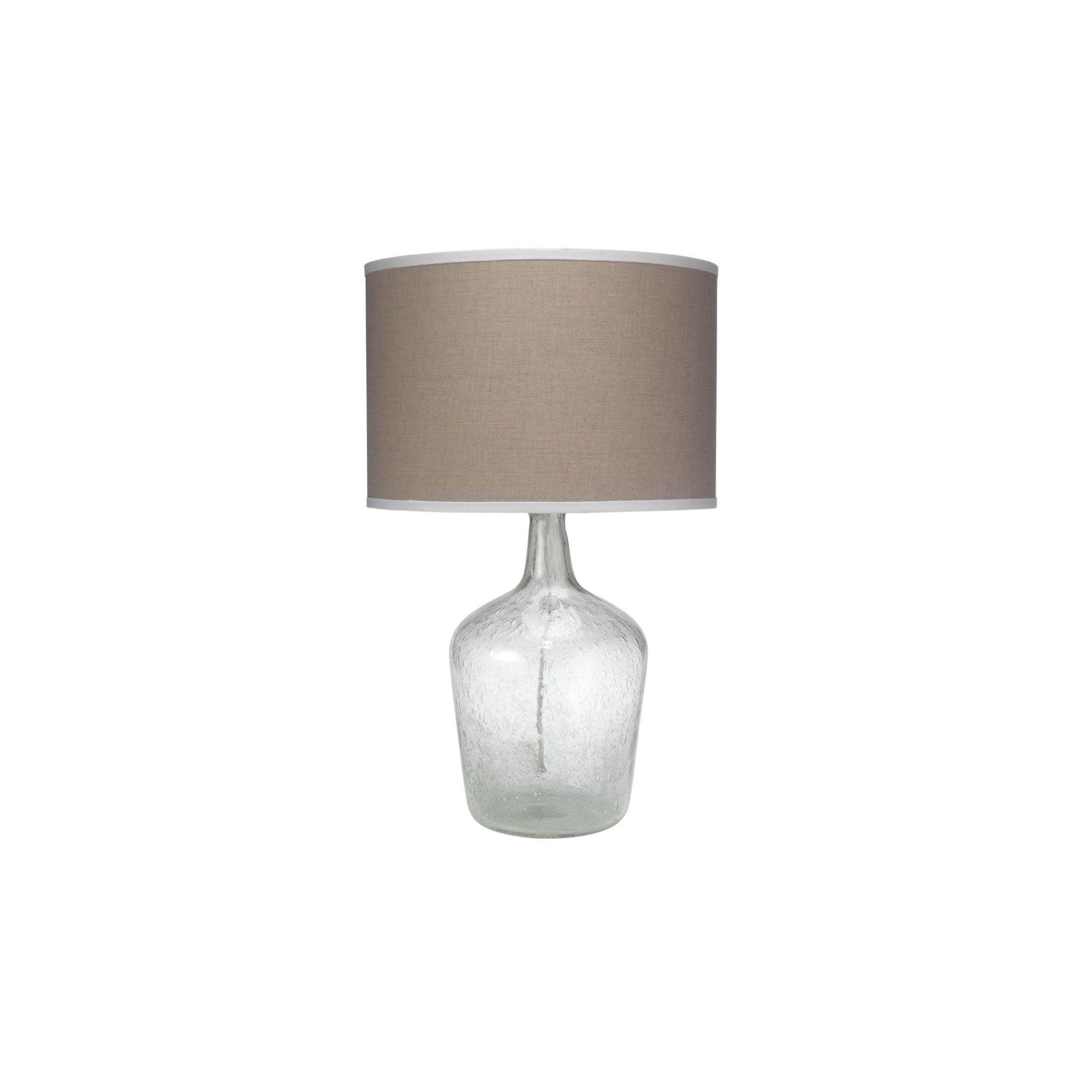 Jamie Young Co Plum Coastal Glass & Linen Jar Table Lamp in Clear/Beige