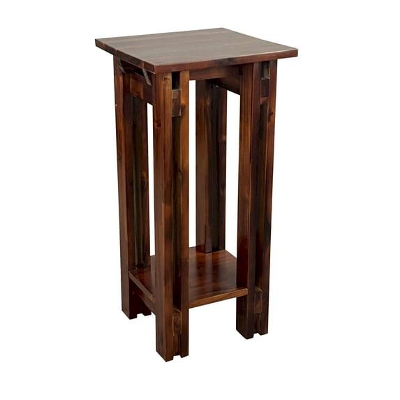 27.75"H x 13" Square Acacia Wood Architectural Plant/Telephone Table, Mahogany
