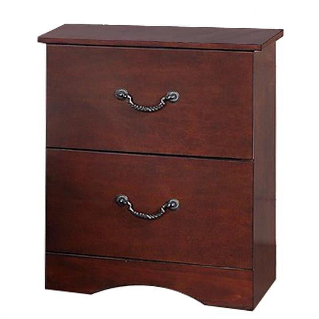 Midcentury Bran 27" Cherry Brown Pine 2-Drawer Nightstand