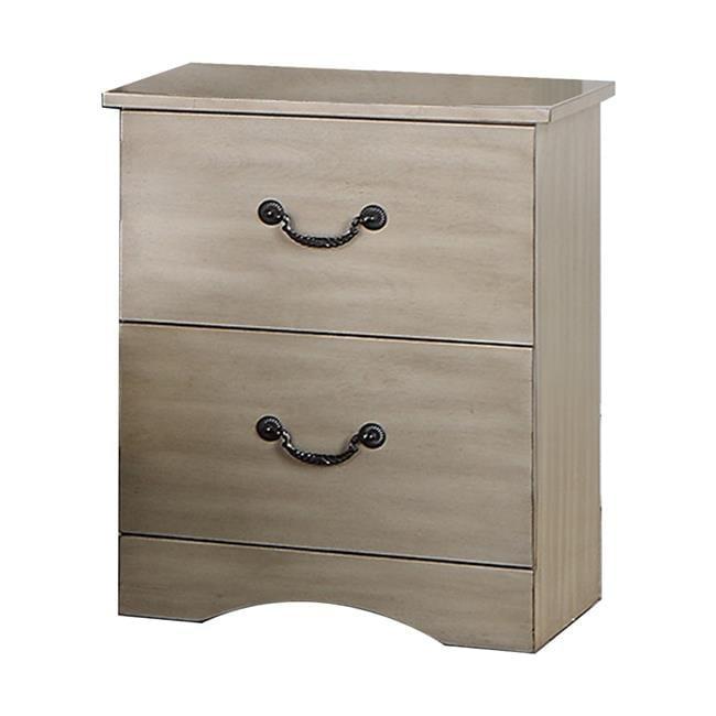 27 in. Bran Pine Wood Grains Modern 2 Drawer Nightstand, Light Brown