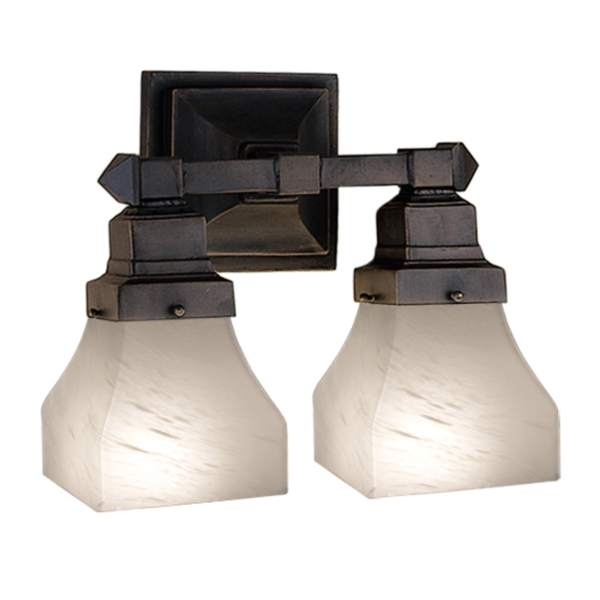 Bronze and White Alabaster 2-Light Wall Sconce