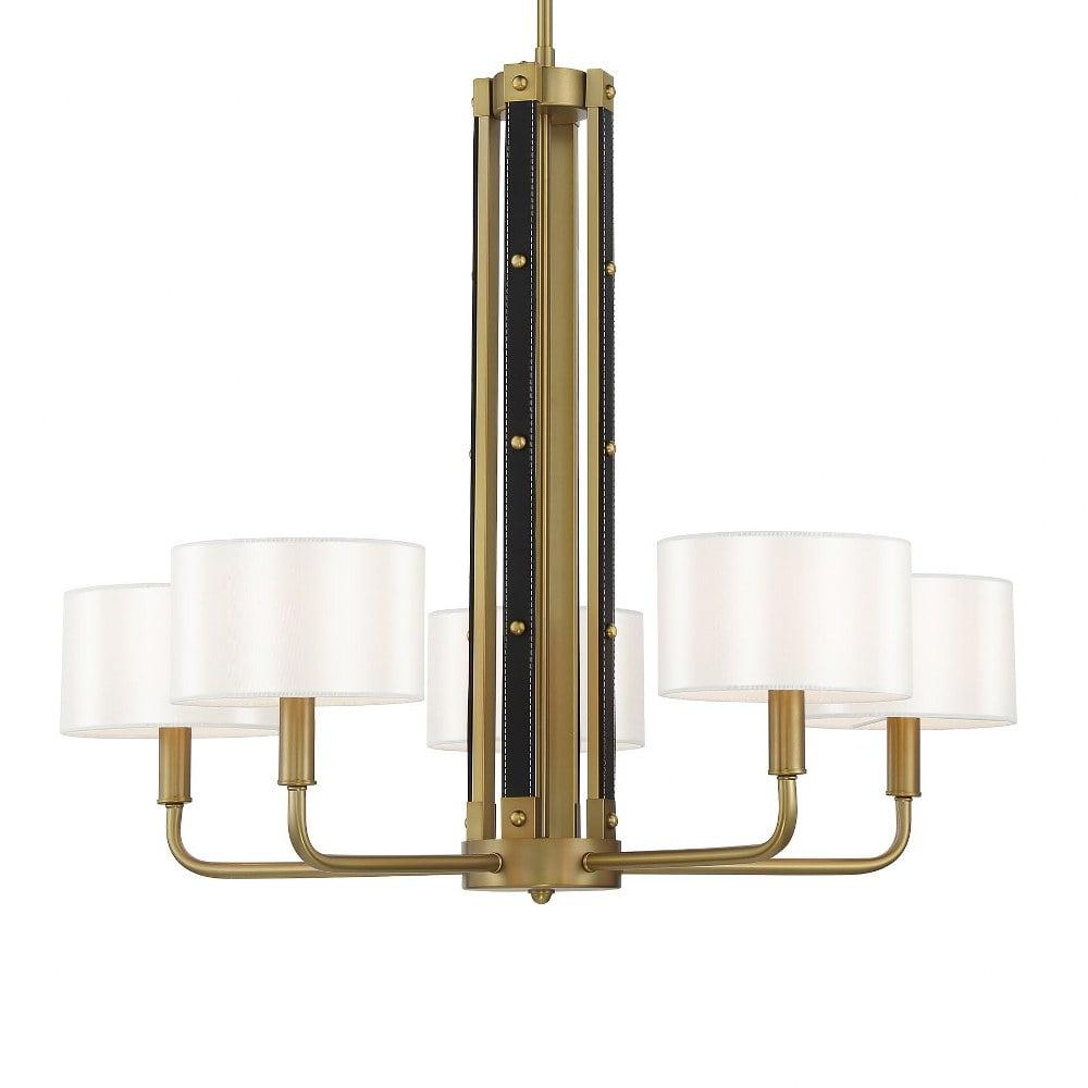 Minka Lavery Chelsea Soft Brass With White Silk Chandelier