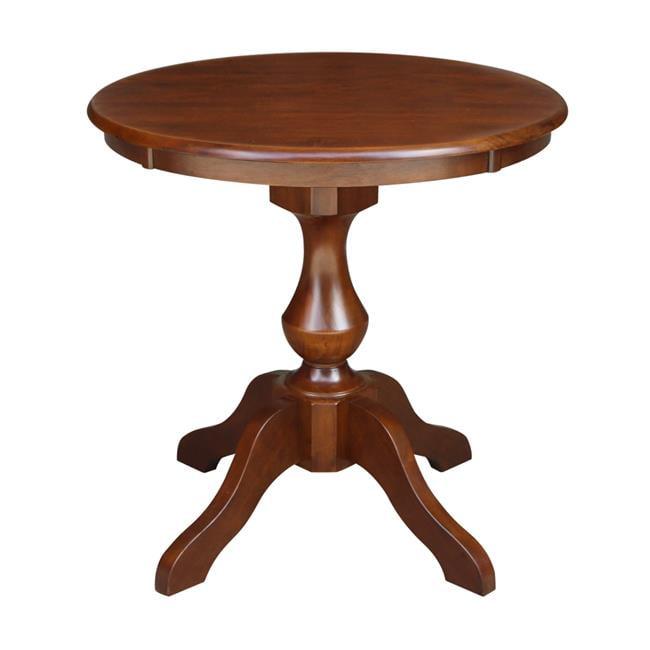 Espresso French Country Round Wood Pedestal Dining Table, Seats 4