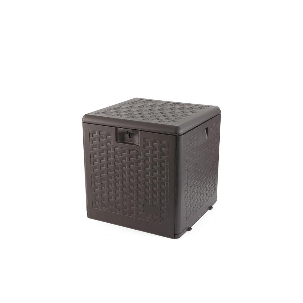 Java Brown 28-Gallon Weather-Resistant Wicker Deck Box with Lock