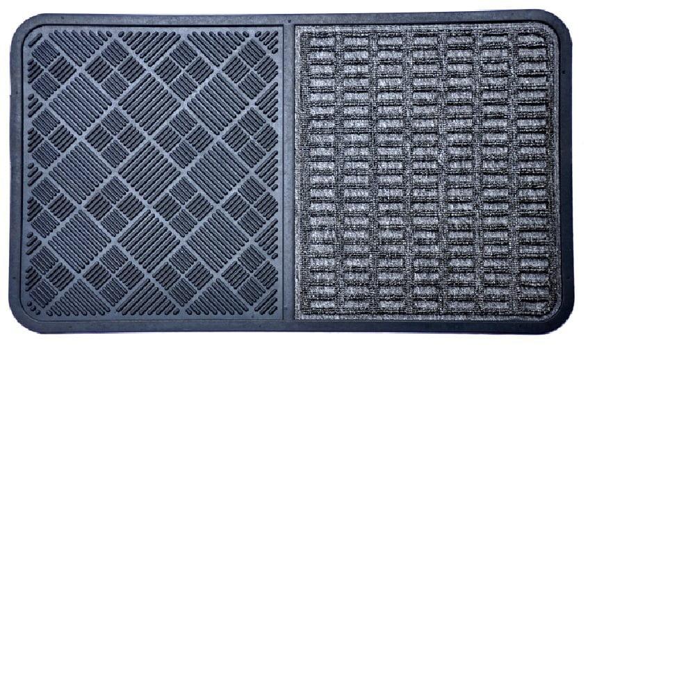 Contemporary Gray Rubber-Polypropylene Outdoor Mat, 19"x7"