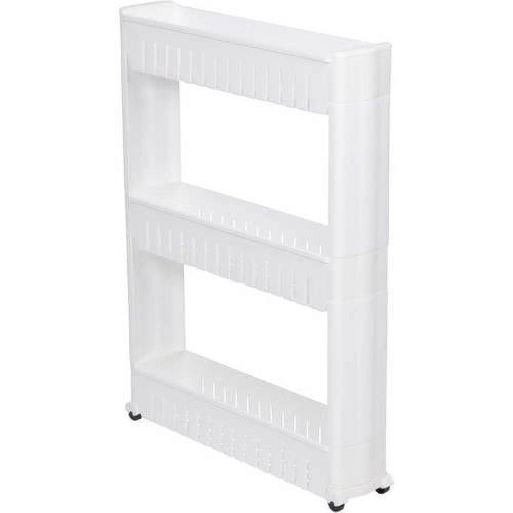 White Slim Slide Out Storage Tower with Wheels