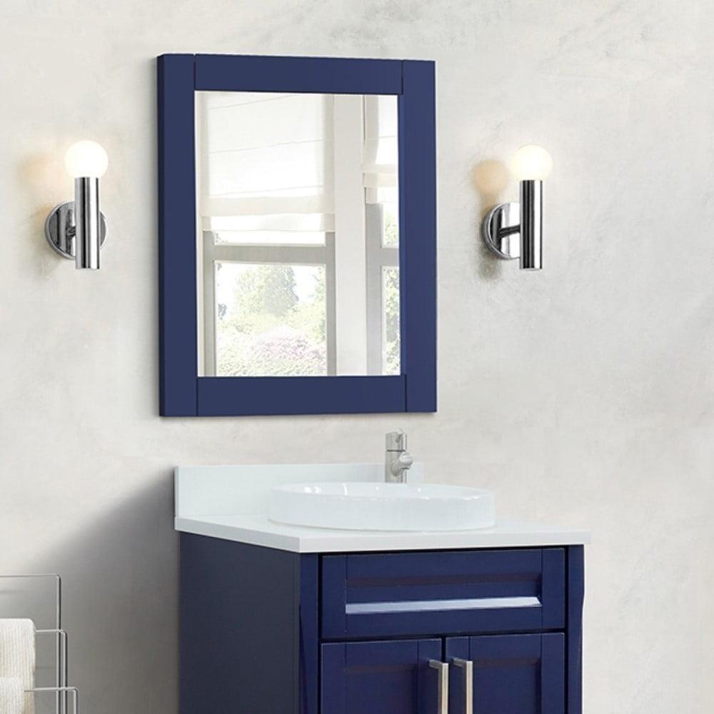 28 in. Blue Wood Frame Bathroom Vanity Mirror