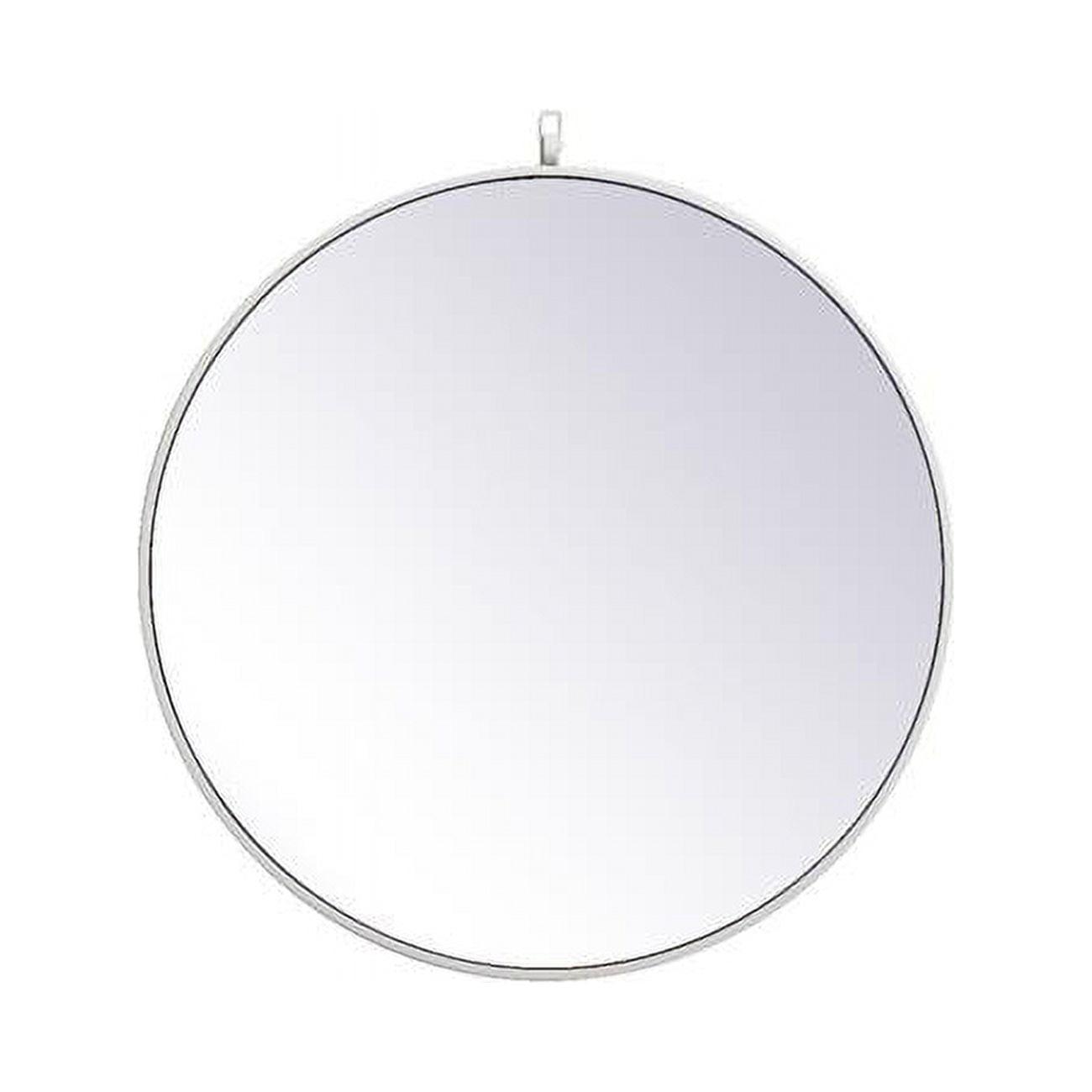 Contemporary White Wood Framed 28" Round Wall Mirror