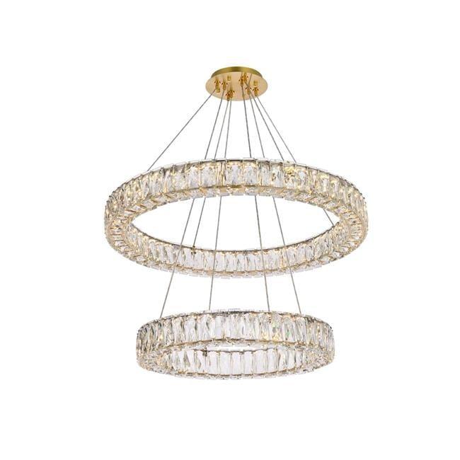 Monroe 28" Gold Crystal LED Double Ring Chandelier