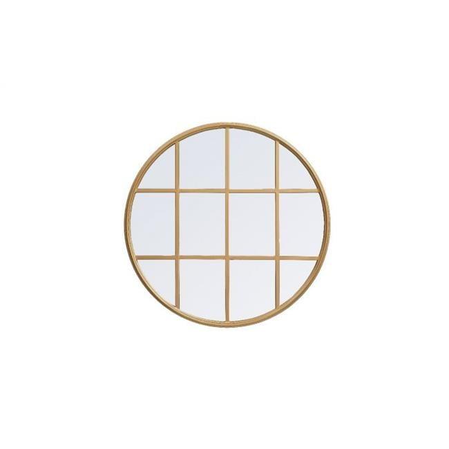 Elegant Lighting Metal windowpane mirror 28 inch in in x 28 inch in in Brass