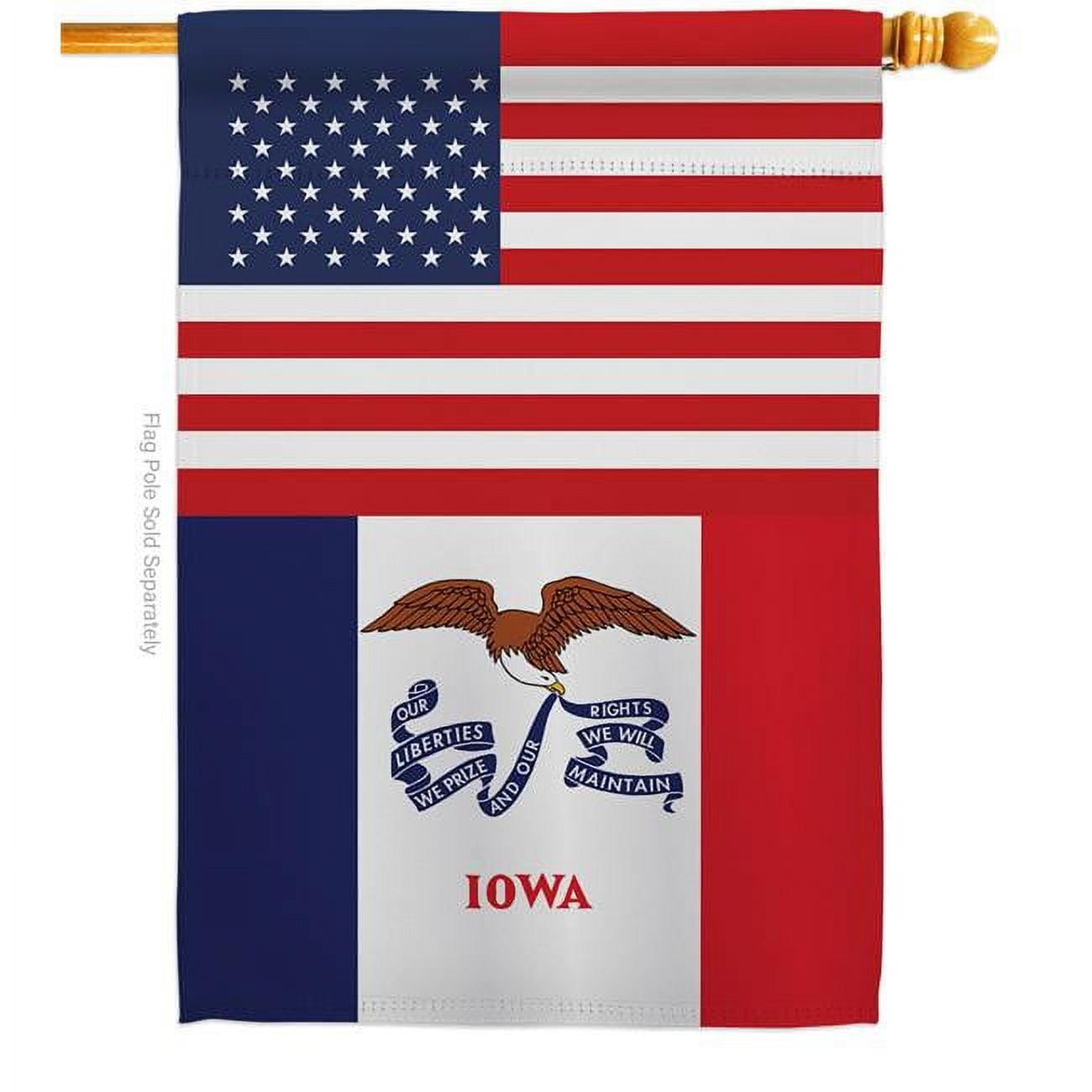 Iowa State Double-Sided Patriotic Vertical House Flag