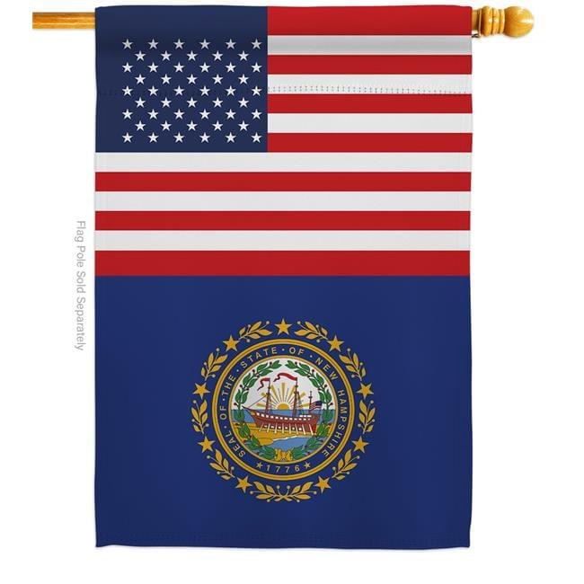 New Hampshire Patriotic Double-Sided Vertical House Flag