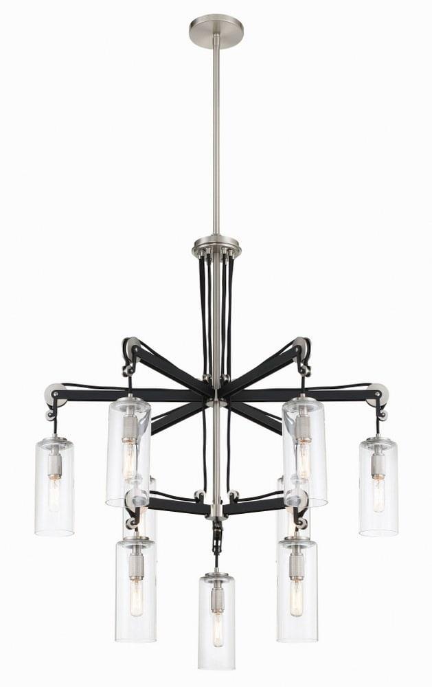 Pullman Junction Coal and Brushed Nickel 9-Light Chandelier