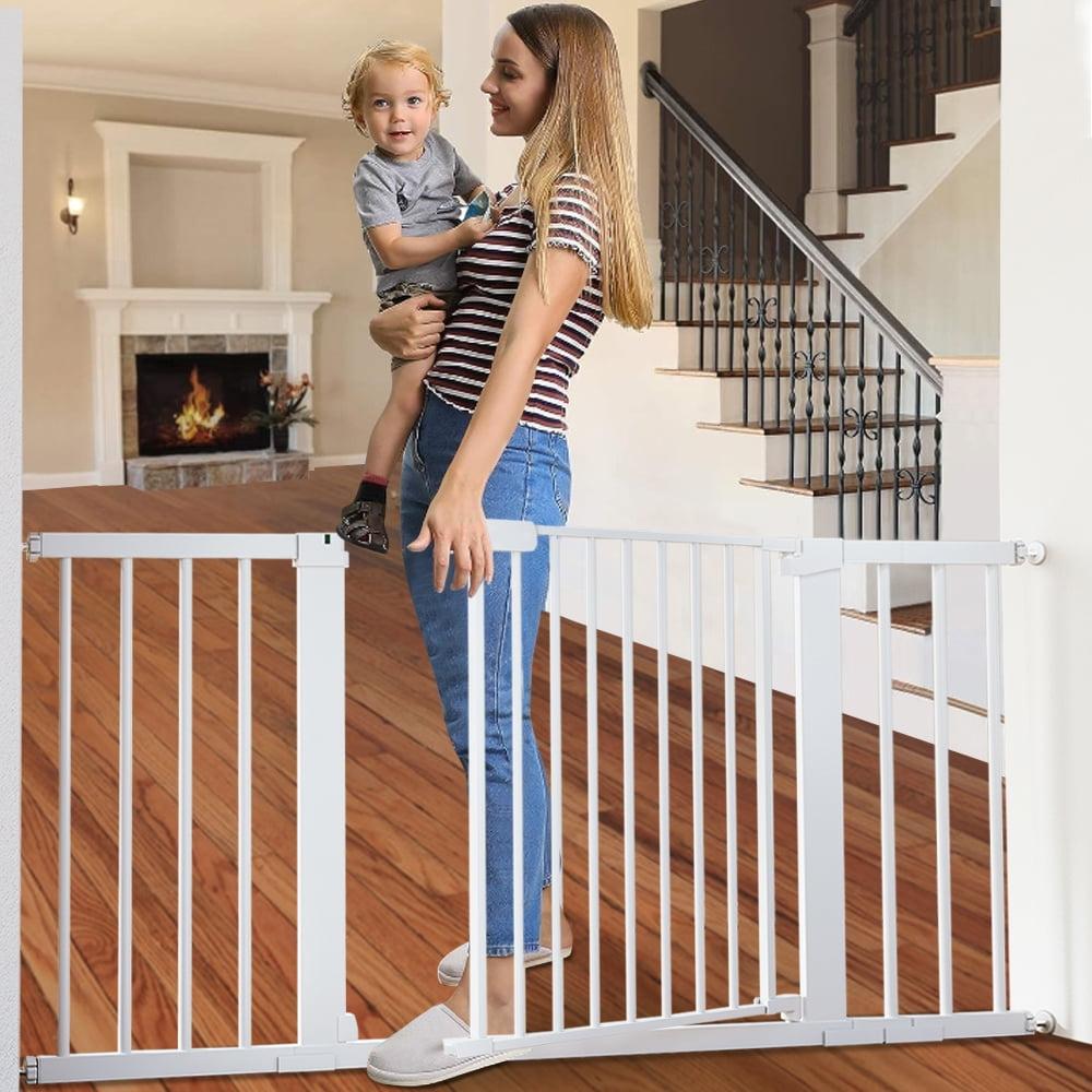 GOTGELIF Baby Safety Gate 29.5"-51.6" Extra Wide with Safety Indicators Auto Close Pet Gate