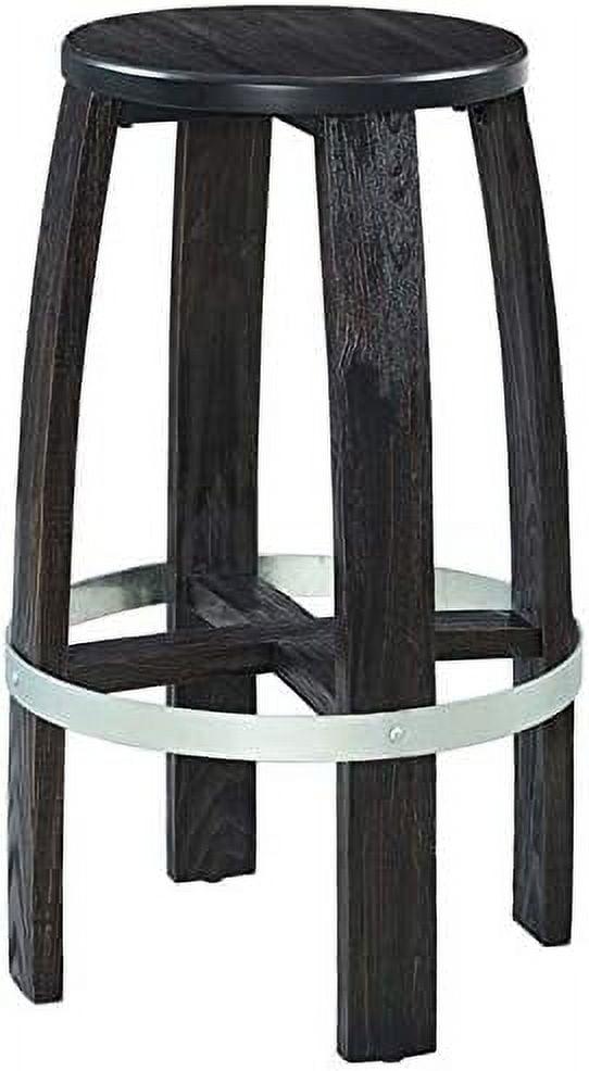 Modern Rustic Pine and Metal Swivel Barstool, Dark Brown