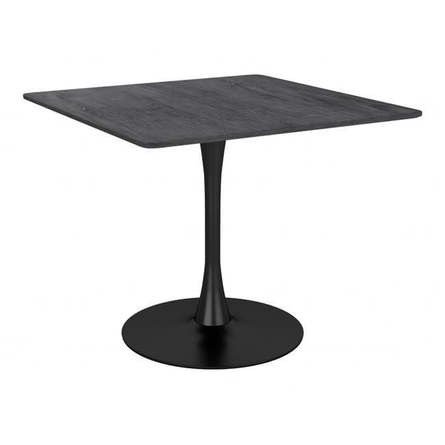 35.4" Merlin Dining Table Black - ZM Home: Square MDF Top, Steel Frame, Modern Pedestal Base