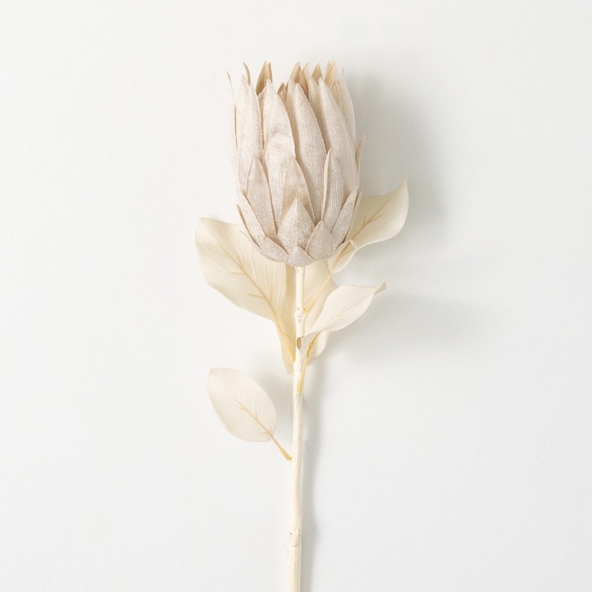 29" Pale Cream Artificial Protea Flower Stem