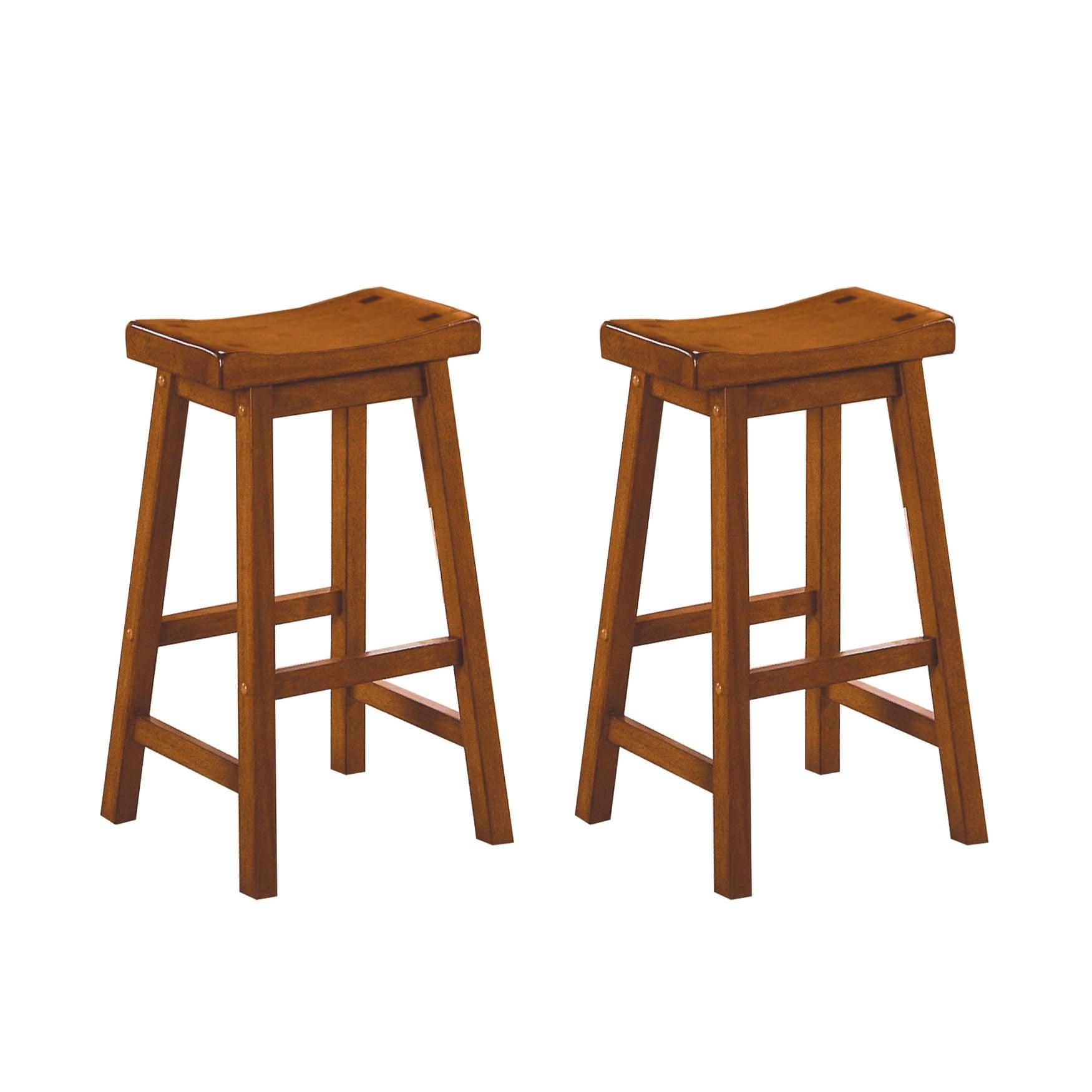 Lexicon Saddleback 29" Solid Wood Bar Stool in Oak (Set of 2)