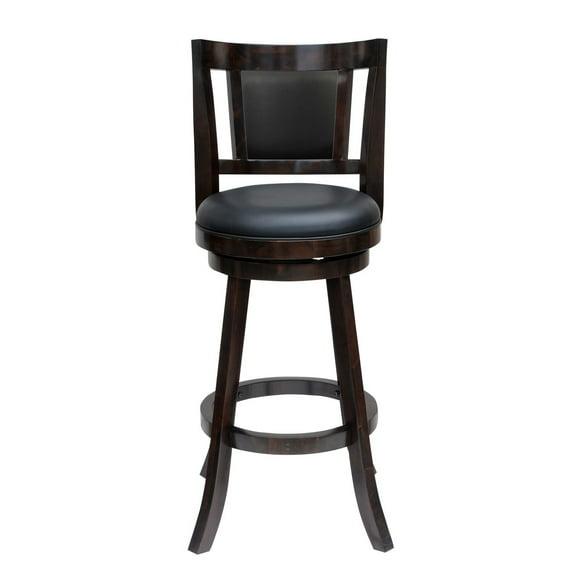 29 Inches Swivel Wooden Frame Counter Stool with Padded Back Dark Brown - Saltoro Sherpi