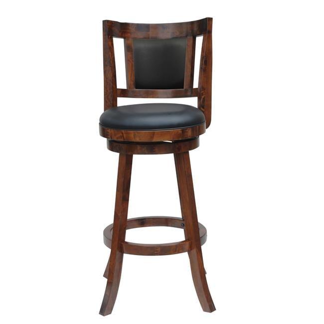 Avianna Walnut Swivel Bar Stool with Black Leatherette