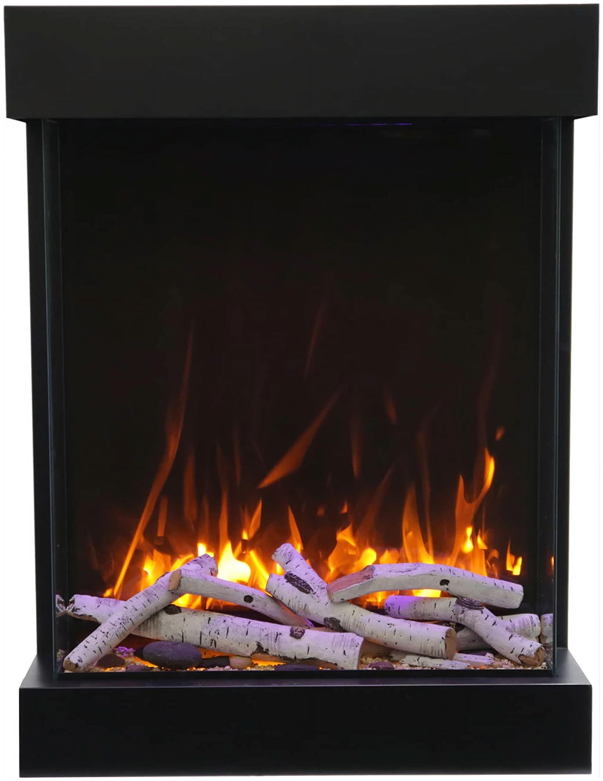 Black 29'' x 39'' Wall Mounted Electric Fireplace with 3-Sided Glass