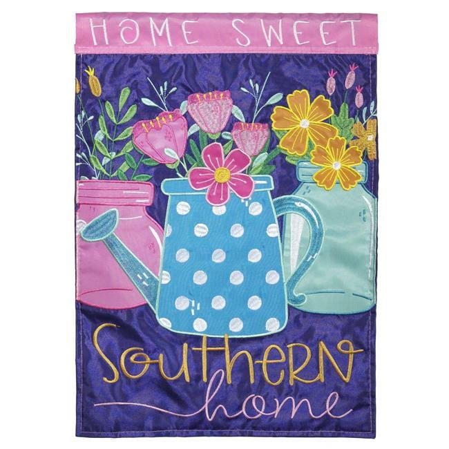 29 x 42 in. Double Applique Home Sweet Southern Polyester Garden Flag - Large