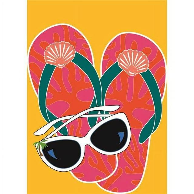 29 x 42 in. Sunglasses & Flip Flops Burlap Garden Flag, Large