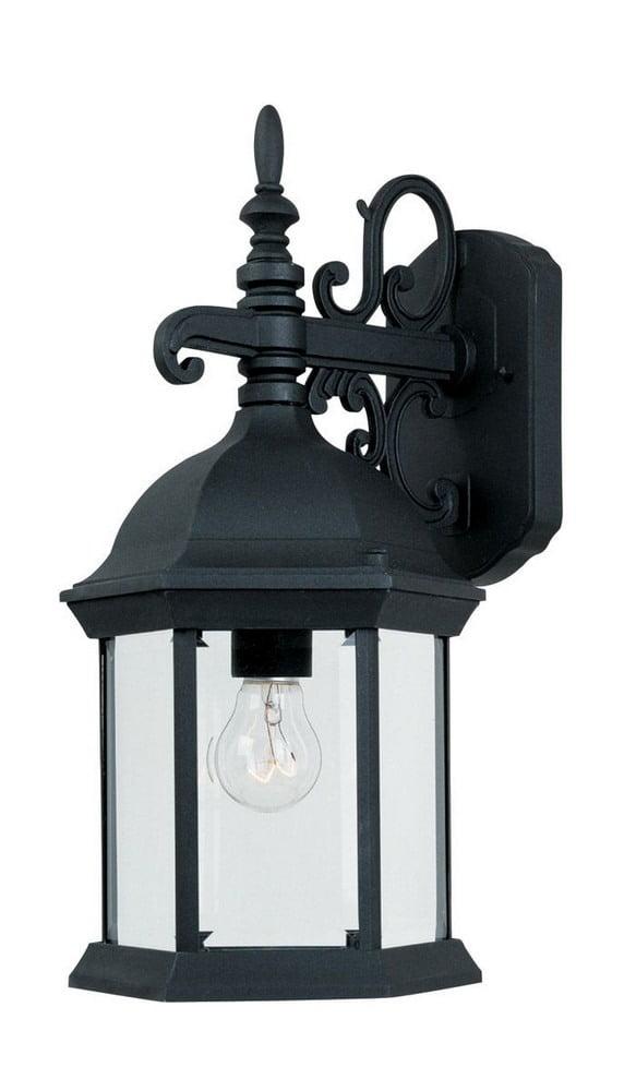 Devonshire Black Aluminum Outdoor Wall Lantern with Clear Glass