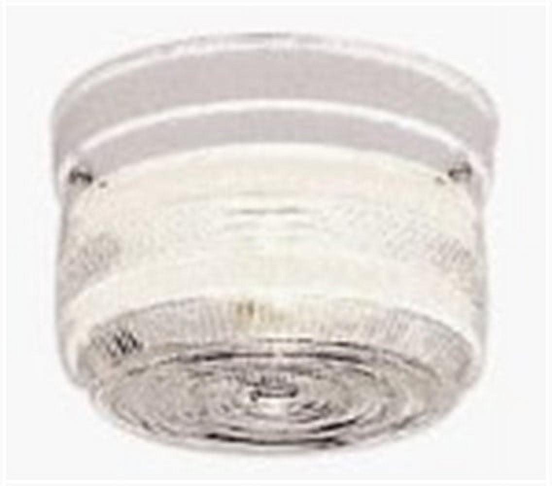 White Glass Drum Flush Mount Ceiling Fixture