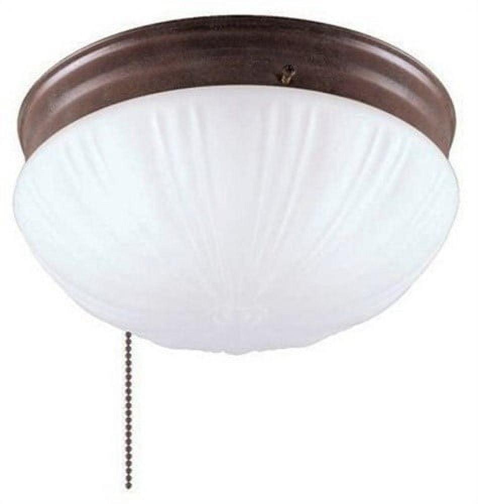 Rustic White Alabaster Glass Outdoor Flush Mount Light