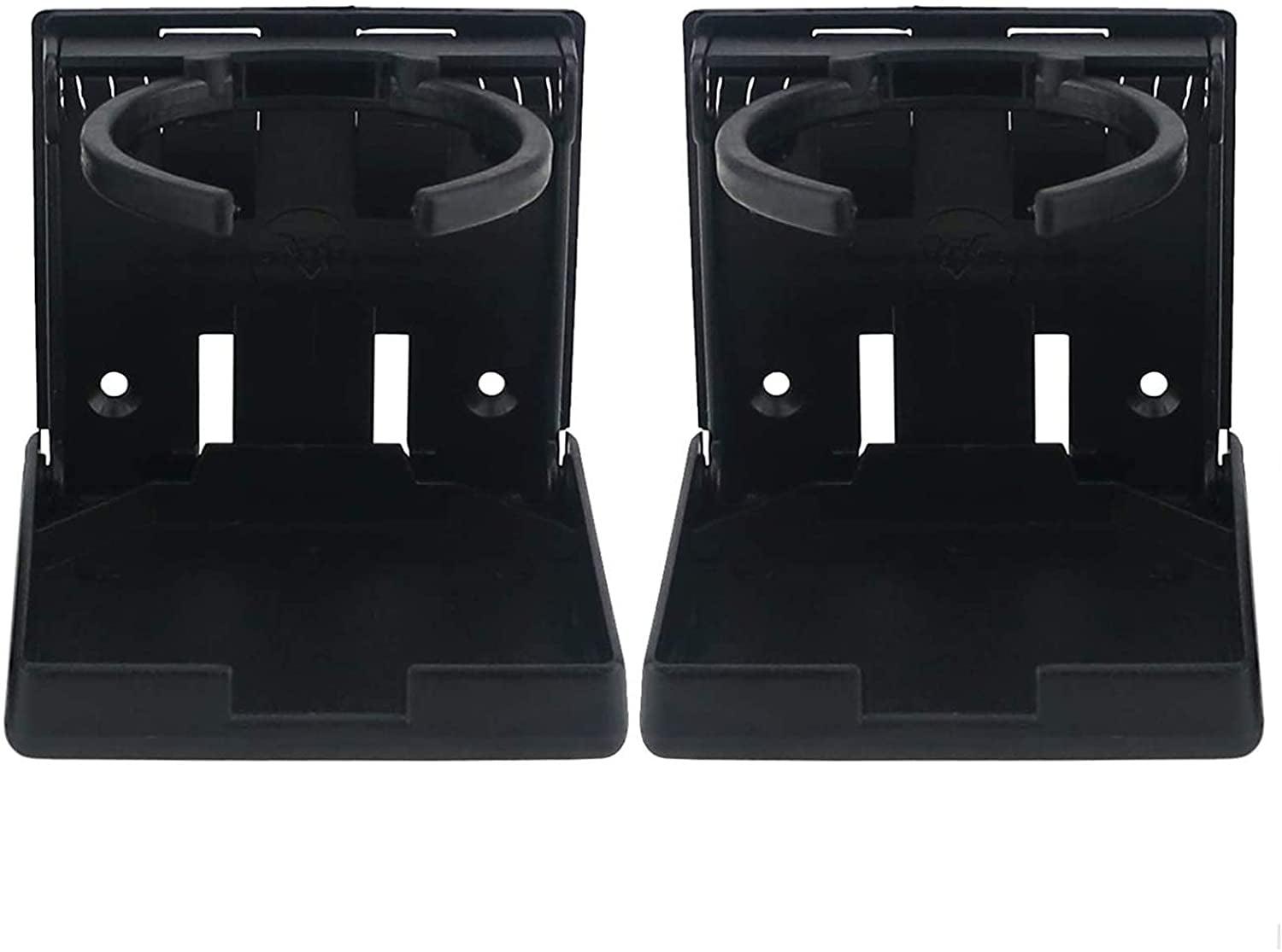 2PCS Adjustable Folding Drink Holder/Adjustable Cup Holder for Marine/Boat/Caravan/Car/Trucks/RVs/Vans (Black)