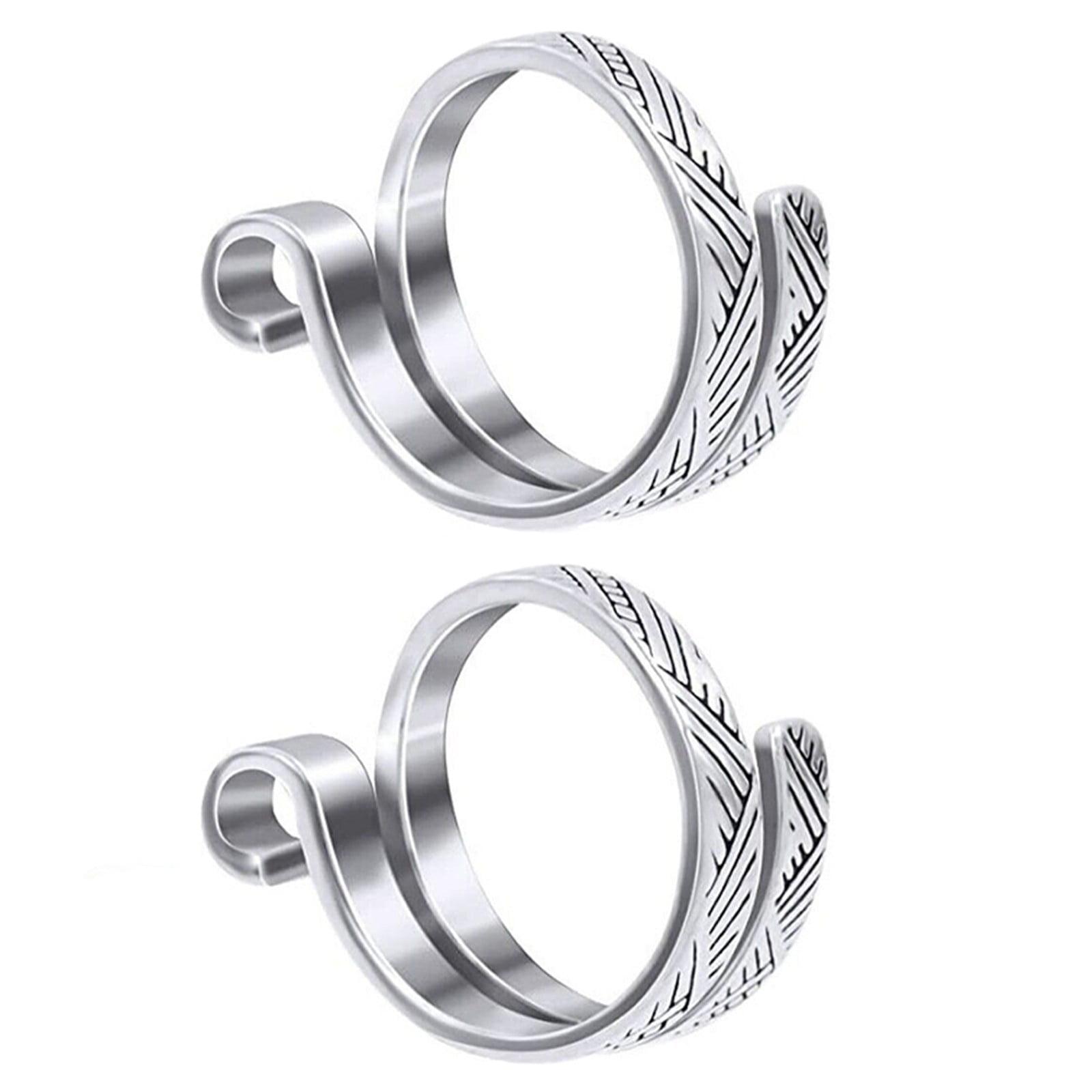 Adjustable Silver Metal Knitting Crochet Loop Rings