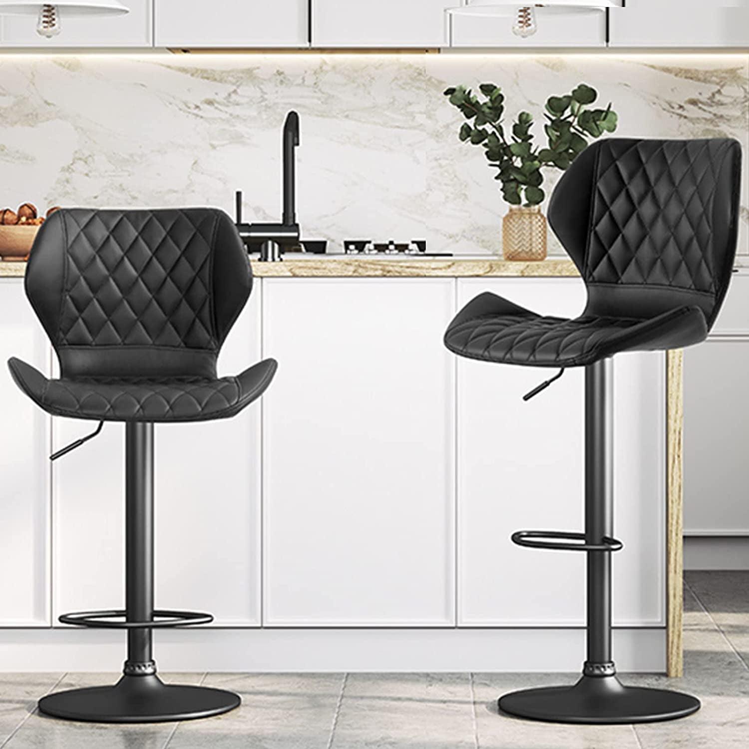 Waleaf Swivel Counter Height Bar Stools Set of 2,Adjustable PU Leather Dining Barstools with Footrest