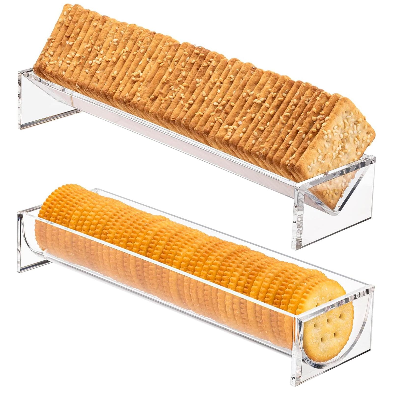 2Pcs Clear Cracker Tray, Cracker Serving Tray, Rectangular Cracker Holder for Serving Trays, Acrylic Cracker Serving Stand for Home, Party & Charcuterie Board Platter