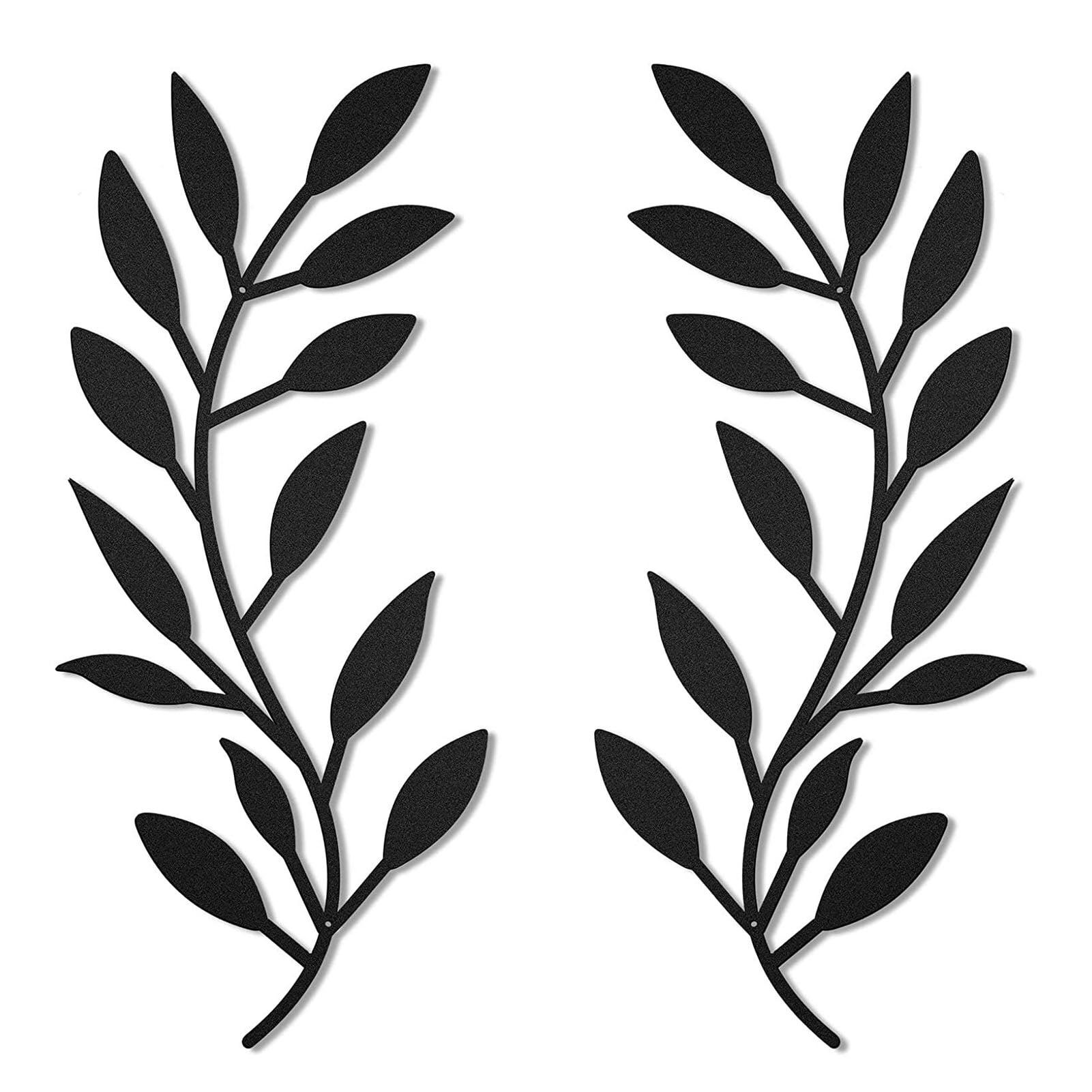 Black Wrought Iron Olive Branch Leaf Wall Decor Set