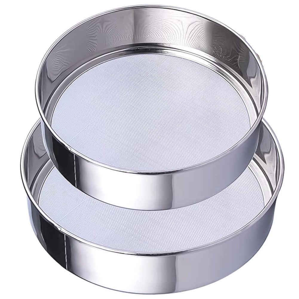 Silver Stainless Steel Fine Mesh Baking Sifter Set