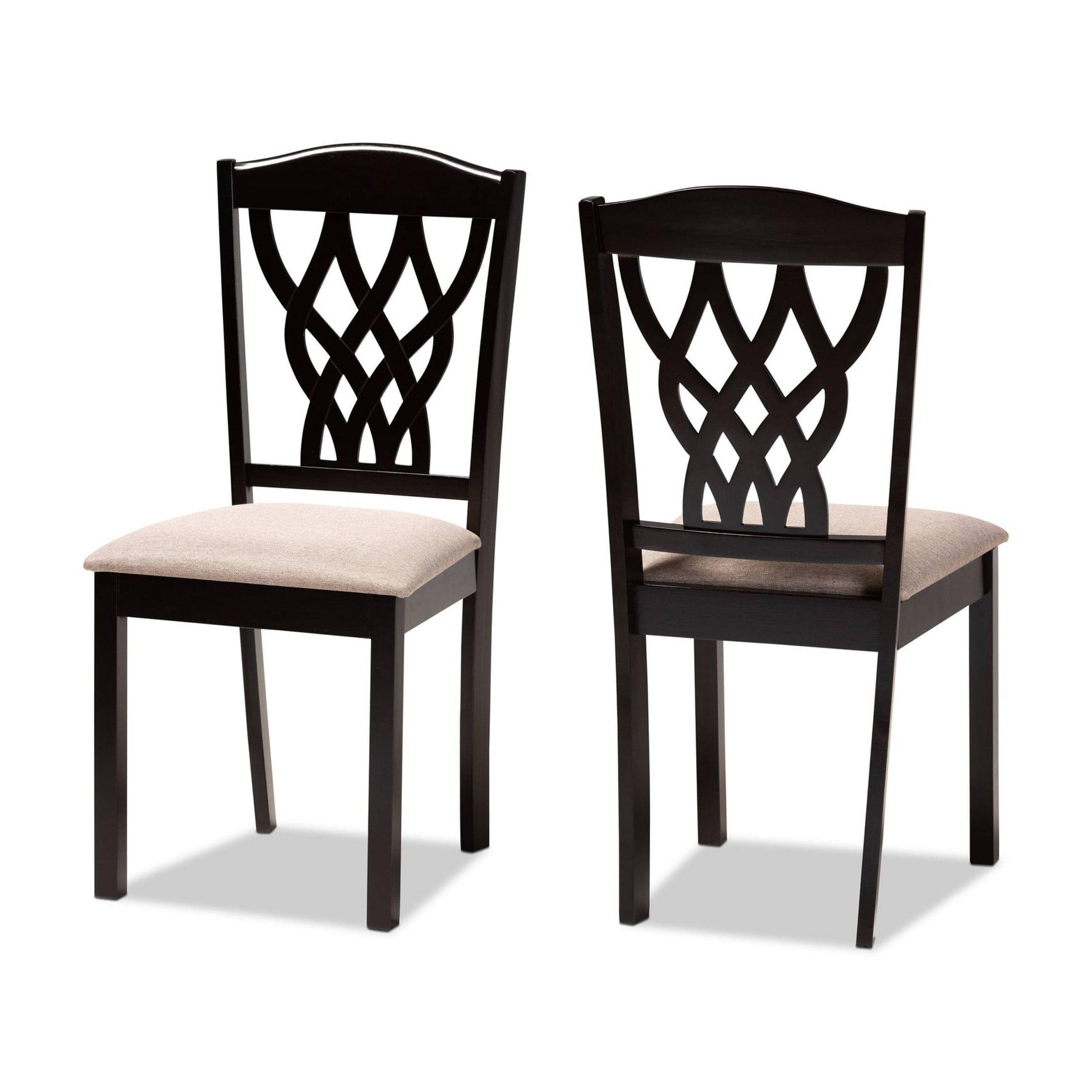 2pc Delilah Fabric Upholstered and Wood Dining Chairs - Baxton Studio