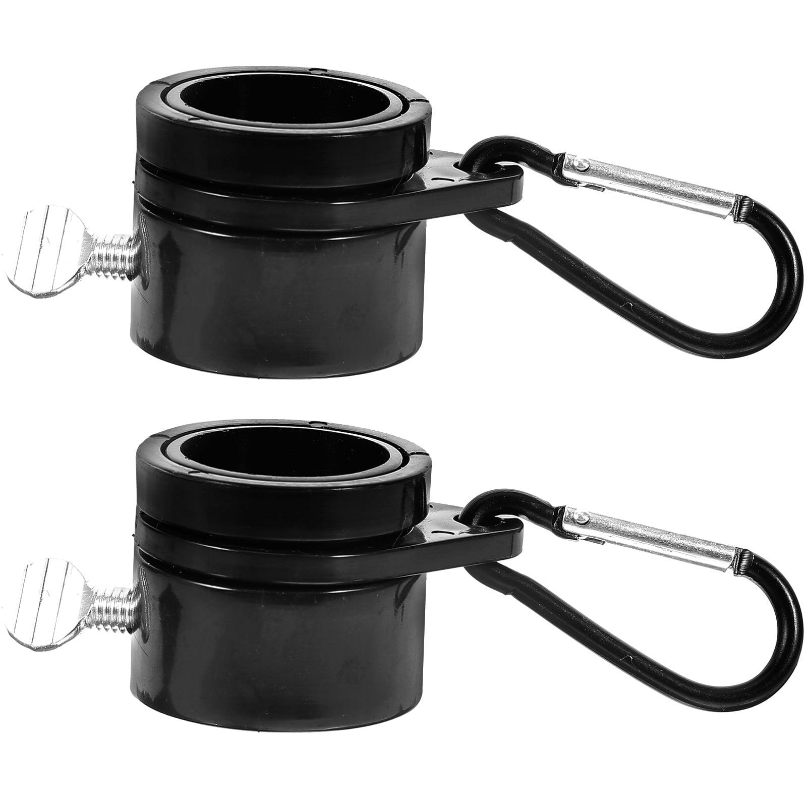 2pcs 1 Inch Flag Pole Mounting Flag Holder with Clip Flagpole Ring (Black)