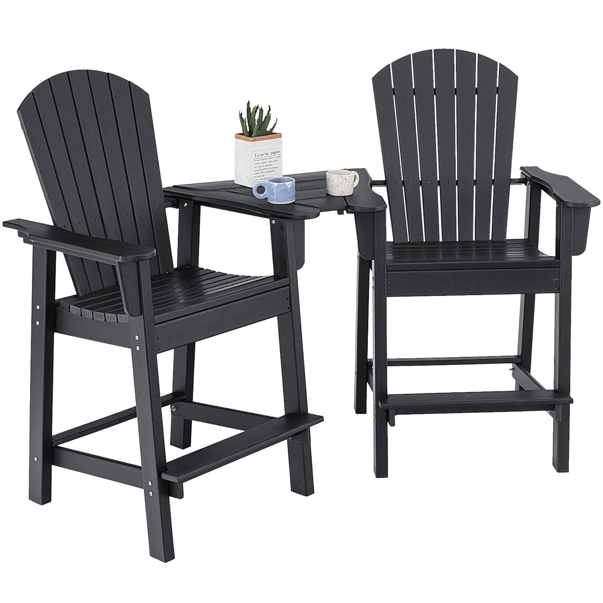 Rosecliff Heights HDPE Tall Adirondack Chair Set with Removable Double Trays (Set of 2)
