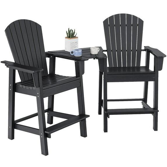 Rosecliff Heights HDPE Tall Adirondack Chair Set with Removable Double Trays (Set of 2)
