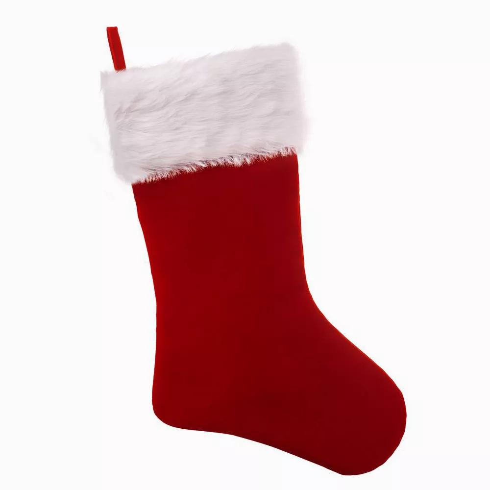 2-Pack Red Velvet Christmas Stockings with White Faux Fur Cuff